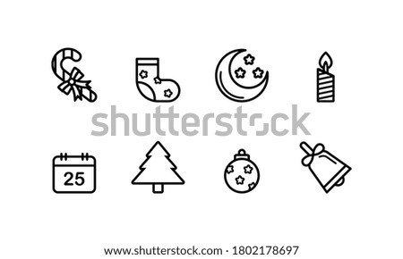 Christmas or New Year scons set. Celebrating concept. Vector on isolated white background. EPS 10