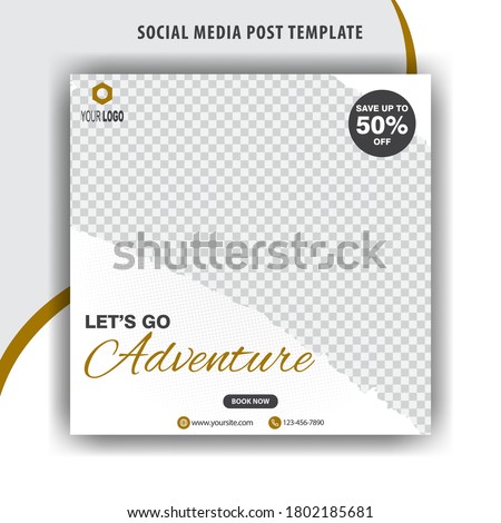Travel template let's go adventure for social media, banner adventure for social media