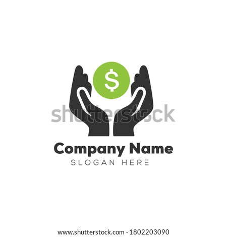 Money care design logo concept with business wealth and money in hand