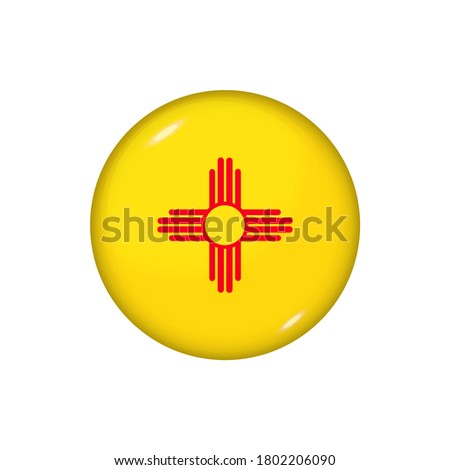 Icon flag of New Mexico . Round glossy flag. Vector illustration. EPS 10