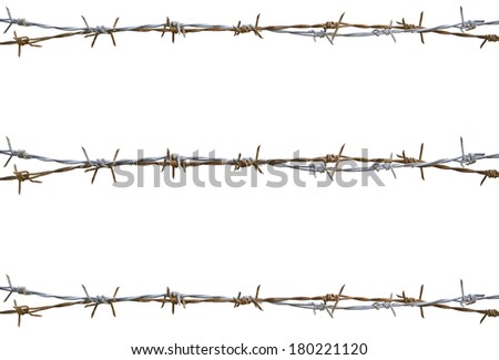 Rusty barbed wire isolated on white