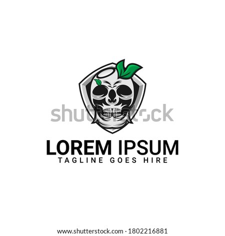 the skull logo with the left side of the leaf is suitable for gaming, esport logo designs
