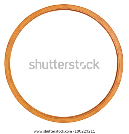Round wooden frame isolated