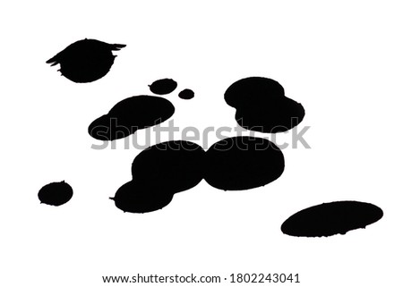 Black drop ink splatter on white background