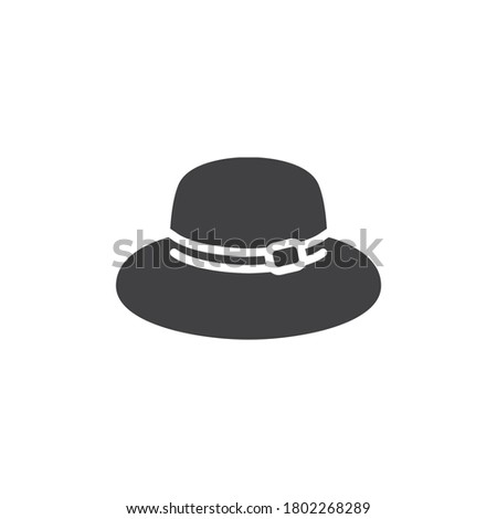 Elegant woman's hat vector icon. filled flat sign for mobile concept and web design. Lady hat with bow glyph icon. Symbol, logo illustration. Vector graphics