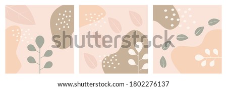 Set of minimalist aesthetic abstract background design on pastel color suitable for banner, poster, flyer, social media post or campaign, etc. Modern abstract shapes background with copy space text.
