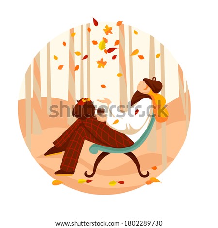 autumn girl. vector image of a woman with coffee and an owl. autumn illustration