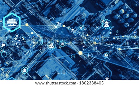 Industrial technology concept. Communication network. Supply chain. Royalty-Free Stock Photo #1802338405