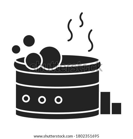 Jacuzzi black glyph icon. A hot tub or whirlpool bath with underwater jets that massage the body. Pictogram for web page, mobile app, promo. UI UX GUI design element.