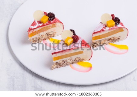 delicious strawberry cake on a white plate