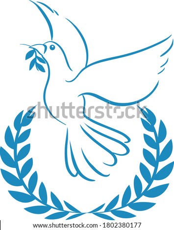 White dove icon on white background illustration