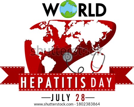 World Hepatitis Day logo or banner with world map on red liver illustration