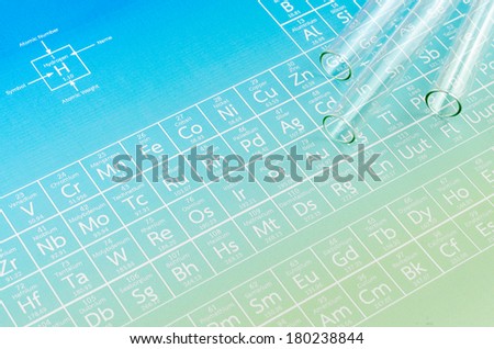 Test tubes and periodic table of elements.