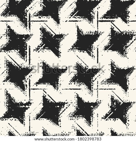 Stained Ink Textured Star Check  Pattern
