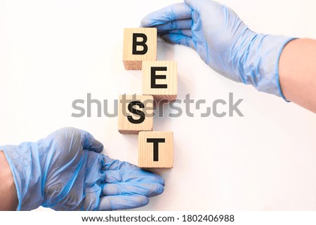 words on wooden cubes, white background. business concept