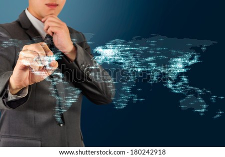 male pointing on map and glow IP address 