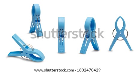 blue plastic clothespin on a white background,with clipping path Royalty-Free Stock Photo #1802470429