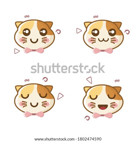 Four vector cat heads with various expressions suitable for printing on t-shirts, sweaters, etc.