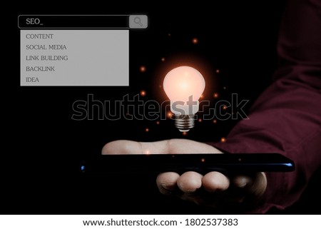 Search engine optimization low light photography concept idea for business advertisement