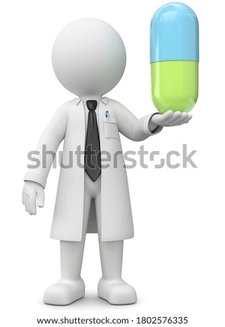 3D illustration of white male doctor with miracle pill