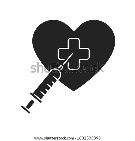 Heart treatment black glyph icon. Cardiological diseases. Isolated vector element. Outline pictogram for web page, mobile app, promo.