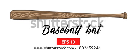 Vector engraved style illustration for posters, decoration and print. Hand drawn sketch of wood baseball bat isolated on white background. Detailed vintage etching style drawing.
