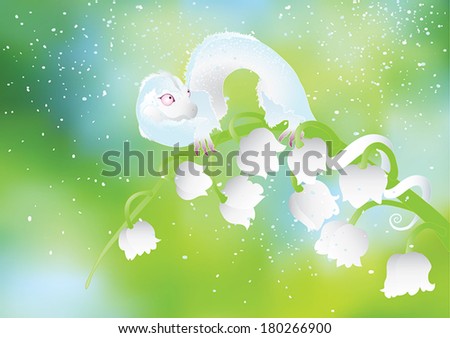 White lizard - Illustration Vector illustration of little white dragon