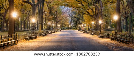 The Mall in Central Park at night, New York City, USA Royalty-Free Stock Photo #1802708239
