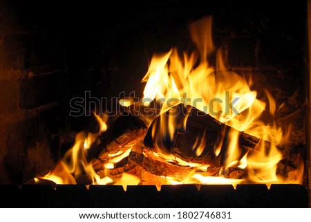 Abstract background of a burning fire in the fireplace