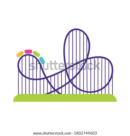 roller coaster mechanical fairground attraction flat style vector illustration design