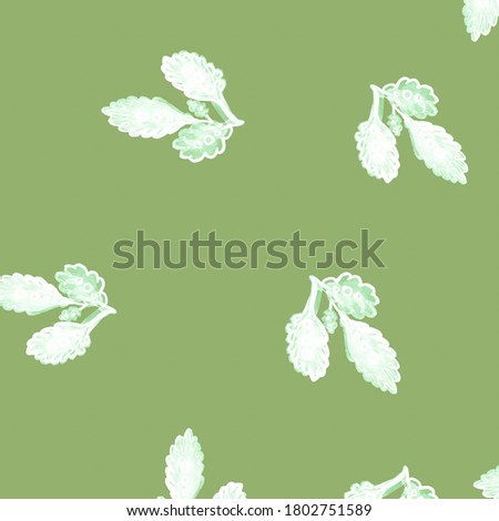 Retro Tropical Leaf On White. Mint Leaf Patterns. Tropical. Old Leave Silhouette. Tropical Plants Pattern. Monsteras. Mint