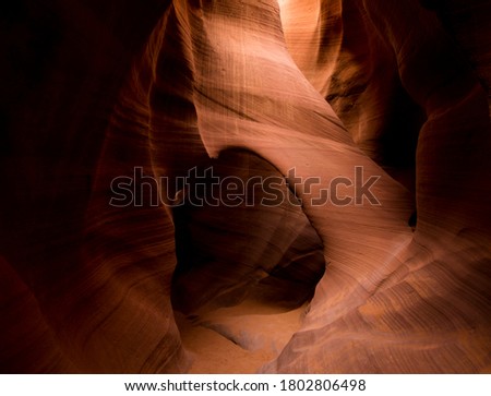 Slot canyon formation inside Lower Antelope Canyon in Page, Arizona.