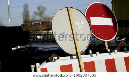 
road sign stop no entry