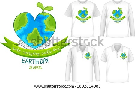 Mock up shirt with save planet icon illustration