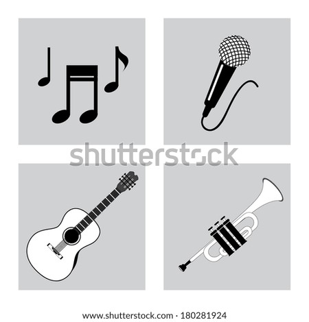 The music icons over white  background vector illustration