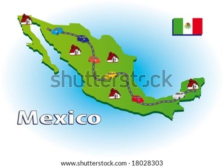 Map of Mexico with icons