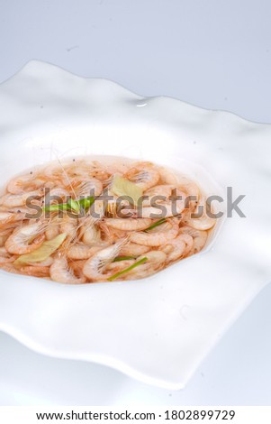 Chinese food Boiled river prawns