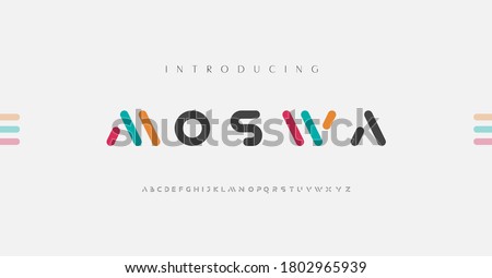 Minimal modern alphabet fonts. Typography minimalist urban digital fashion future creative logo font. vector illustration Royalty-Free Stock Photo #1802965939