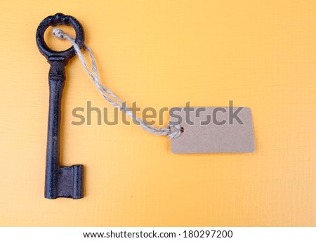 Key with empty tag, on color  background