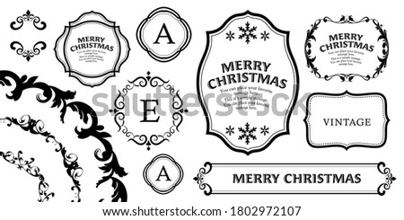 Christmas frame set, wreath design, ornament and decoration design