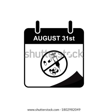 International Overdose Awareness day calendar icon with overdose stop icon. Design template vector Royalty-Free Stock Photo #1802982049