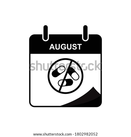 International Overdose Awareness day calendar icon with overdose stop icon. Design template vector Royalty-Free Stock Photo #1802982052