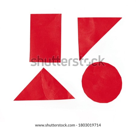 Geometric shape of red art paper isolated on white background for design in your work.