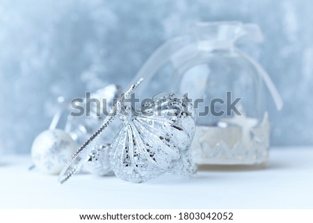 Christmas decoration. Bright wooden background. Close up. 
