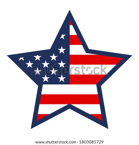 American flag textured star shape on white background. Election day, vote for democracy. Useful for website design, banner, print media, mobile apps and social media posts.