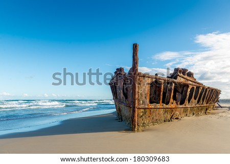 Historic SS Maheno Wreck, Fraser Island - Australia Royalty-Free Stock Photo #180309683