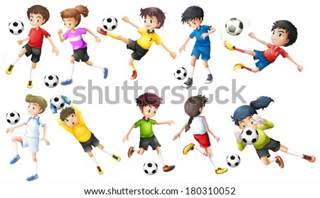 Illustration of the soccer players on a white background