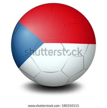 Illustration of a soccer ball with the flag of Czech Republic on a white background