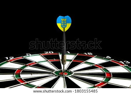 The flag of Lower Austria is featured on the dart board game, the concept of achieving goals.