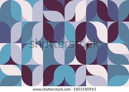 Scandinavian inspired artwork pattern made with simple geometrical forms and cutout colorful shapes. Abstract vector composition, useful for backgrounds, poster design, fabric prints, invitation.